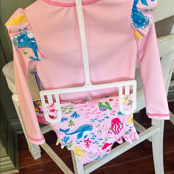 Kids Pink Sea Turtle Bathing Suit Set SPF 50+ - Picture 2 of 4